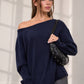 Boat Neck Oversized Knit Pullover Sweater