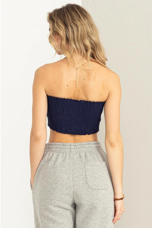 Alana Smocked Tie Front Tube Top