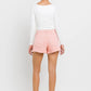 High Rise Slide Slit Frayed Hem Shorts