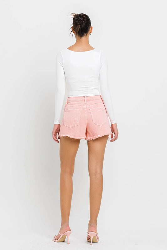 High Rise Slide Slit Frayed Hem Shorts