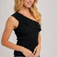 Ruffled One Shoulder Ribbed Knit Top