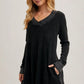 V-Neck Waffle Knit Mini Dress