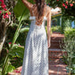 Woven Viscose Linen Polka Dot Sleeveless Ruffle Midi