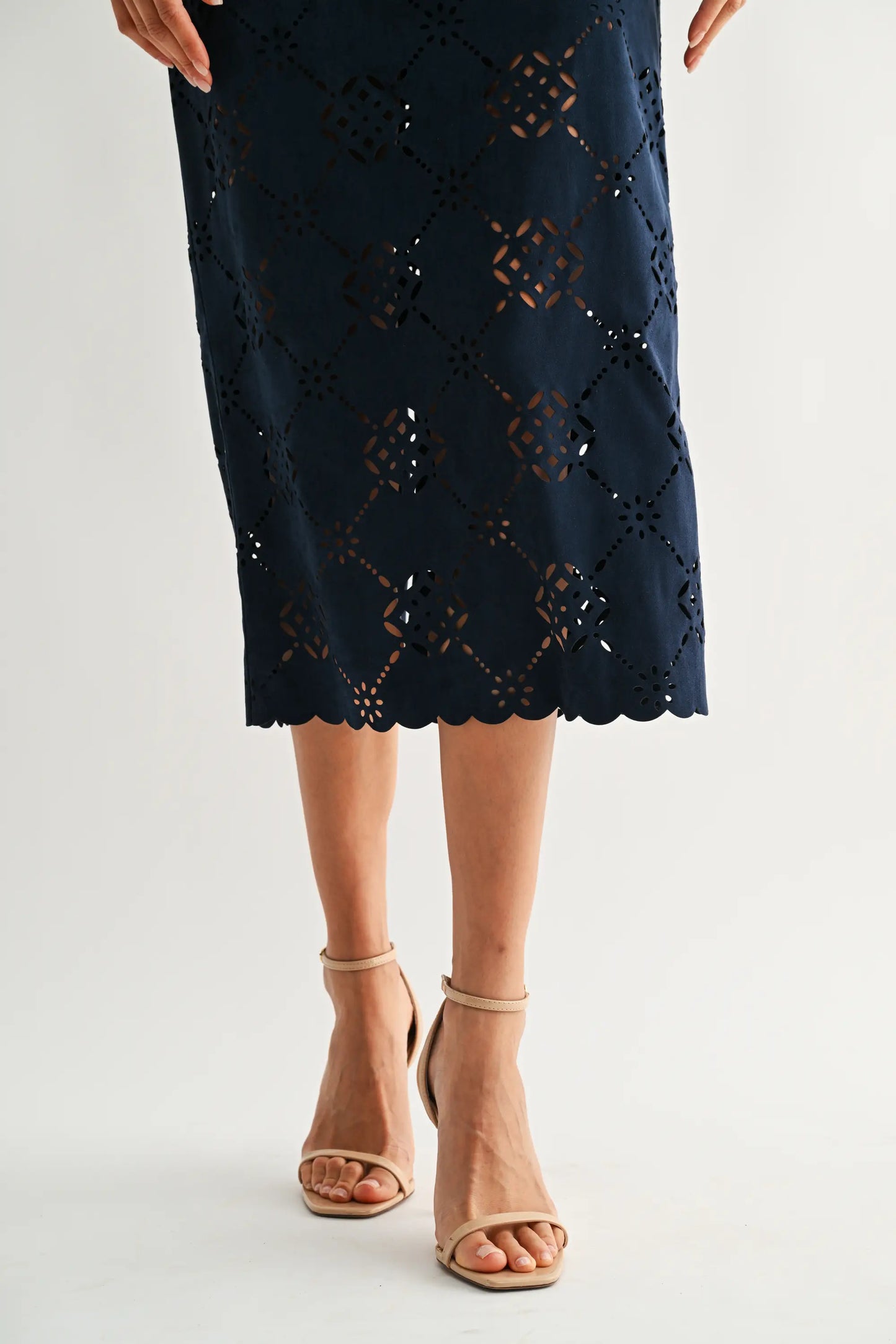 Laser-Cut Midi Dress