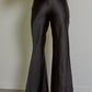 Woven Polyester Spandex Satin High Rise Pants