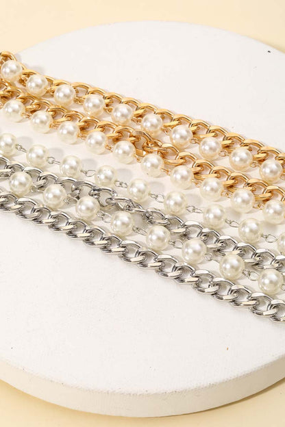 Layered Pearl Chain Belt