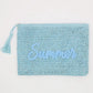 Woven Straw Pouch with Summer Embroidery