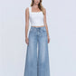 Super High Rise Drawstring Waist Palazzo Jeans