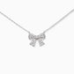 Gold Dipped Ribbon Bow Pave Cz Necklace
