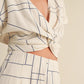 Multi Grid Pattern Knit Front Top