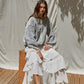 Woven Polyester Chiffon Tiered Midi Skirt