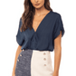 Criss Cross Double V-Neck Pleated Blouse