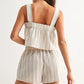 Gingham Print Set with Tie-Front Top and Shorts