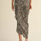 Leopard Printed Ruching Skirt