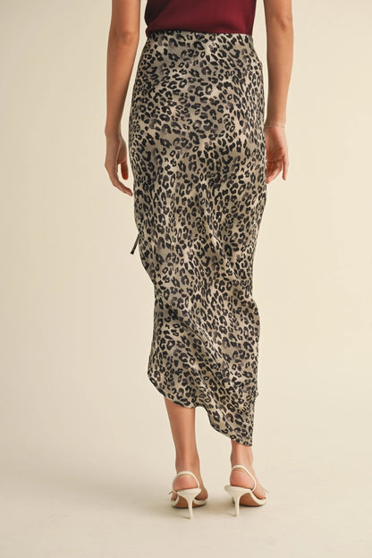 Leopard Printed Ruching Skirt