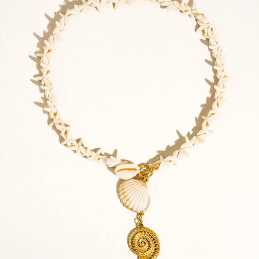 Island 18K Gold Non-Tarnish Boho Shell Charm Necklace