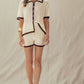 Contrast Trim Crochet Knit Two-Piece Set