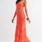 Strapless Textured Pleated Maxi Dress