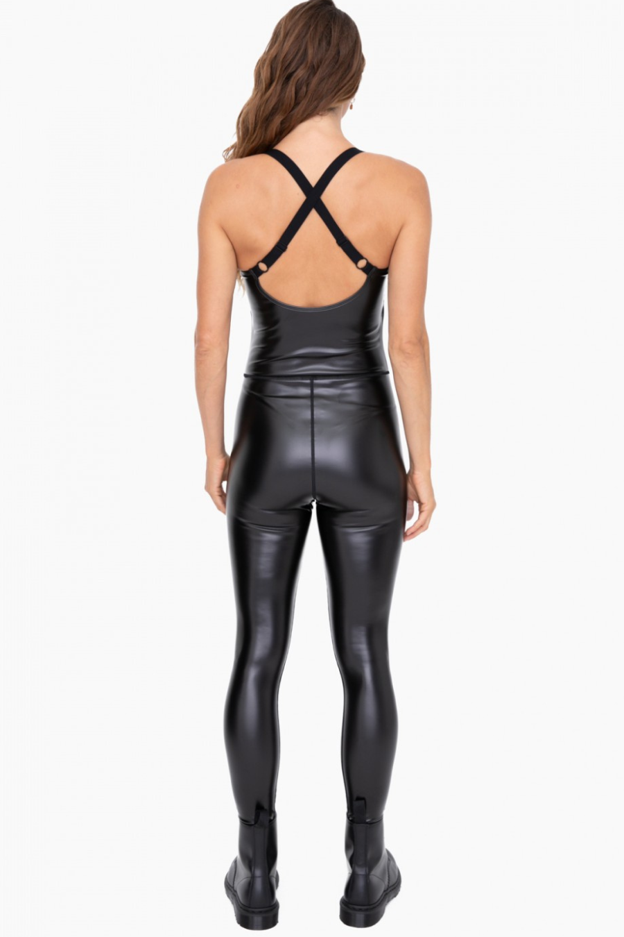 Faux Leather Catsuit with Adjustable Straps