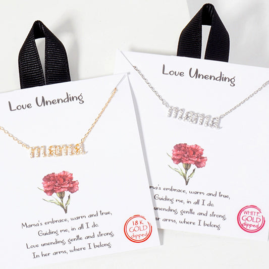 Mama Letter Cz Pendant Gold Dipped Necklace