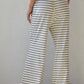 Knit Striped Waist Elastic Band Tie Flare Pants
