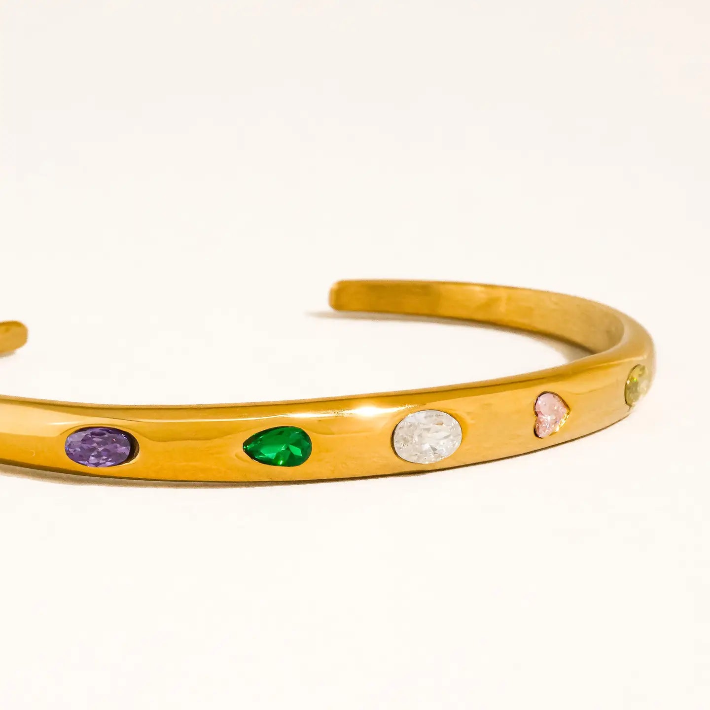 Juneau 18K Gold Non-Tarnish Multicolor Cz Bangle