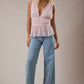 Lace Trim Detail V-Neck Sleeveless Top