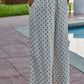 Woven Viscose Linen Polka Dot Wide Leg Pants