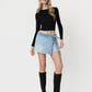 High Rise Frayed Hem Wrap with Tie Skort