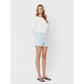 High Rise Elastic Wb Drawstring Striped Shorts