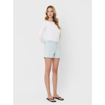 High Rise Elastic Wb Drawstring Striped Shorts