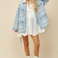 Boho Side Tie Detail Oversized Denim Jacket