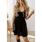 Velvet Square Neck High Waist Mini Dress with Pockets