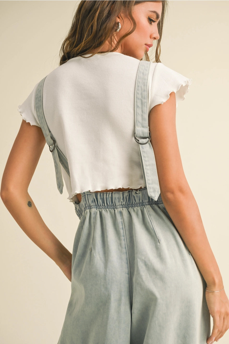 Wide Leg Denim Jumpsuit