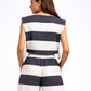 Sleeveless Side Tie Cropped Wide Striped Top