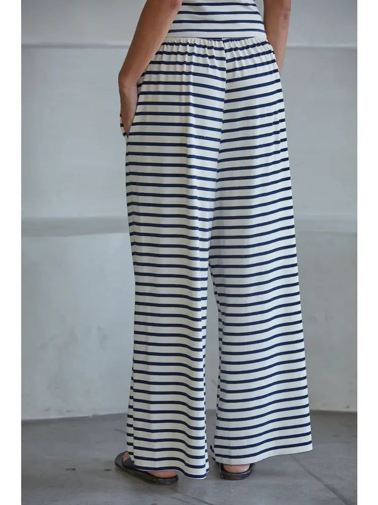 Knit Cotton Spandex Striped Pants