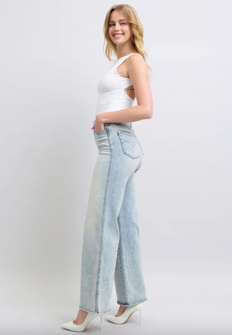High Waist Retro Wide Leg Denim Jeans