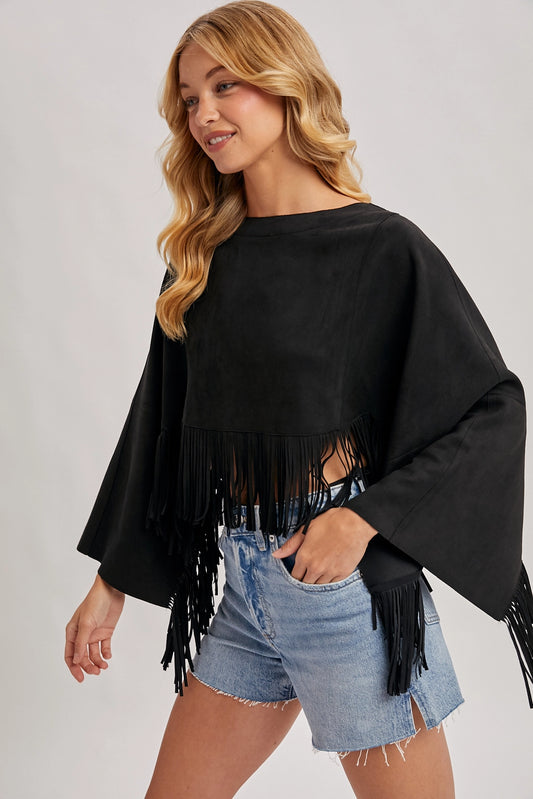 Western Bohemian Suede Fringe Cape