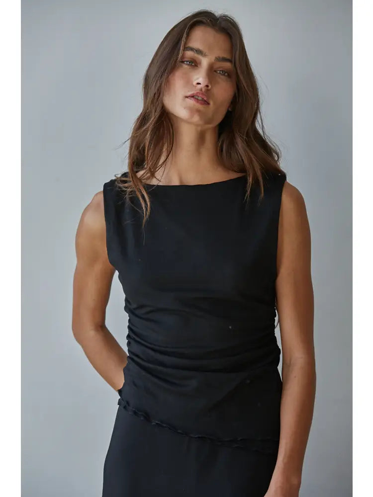 Knit Viscose Spandex Layered Sleeveless Top