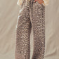 Leopard Print Wide Leg Cotton Pants
