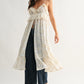 Sheer Floral Lace Ruffle Cover Up Top