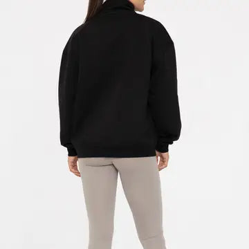 Cotton Blend Fleece Mock Neck Pullover Sweater