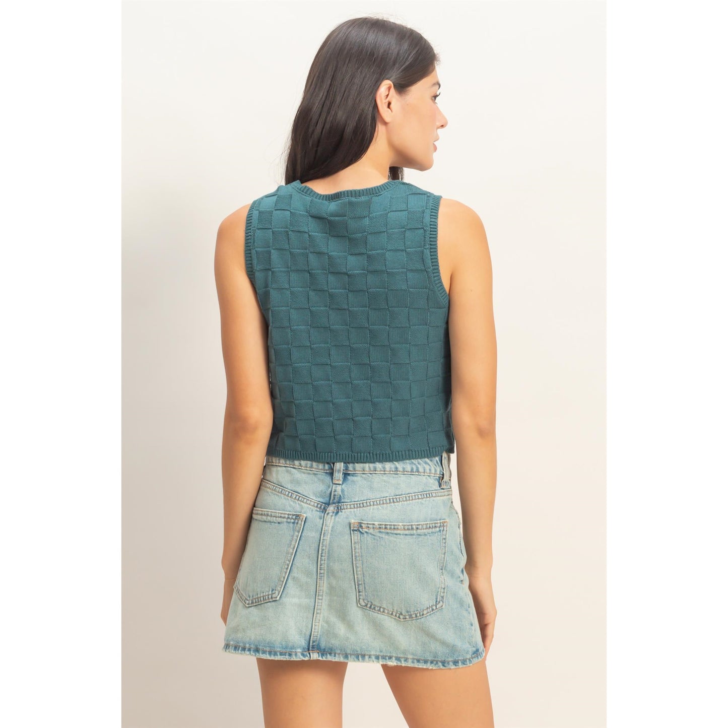 Basket Weave V-Neck Sleeveless Vest