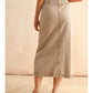 Button Front Washed Skirt