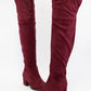 Burgundy Faux Suede Thigh High Boots