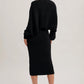 V-Neck Knit Midi Dress and Knit Shrug Set