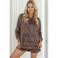 Solid Loose Fit Two Piece Fleece Lounge Set