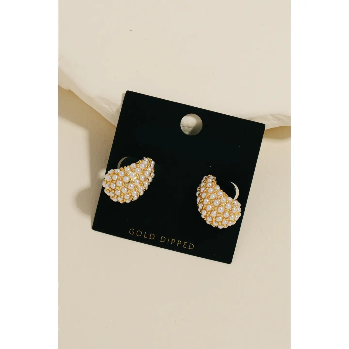 Gold Dipped Pave Tear Huggie Earrings