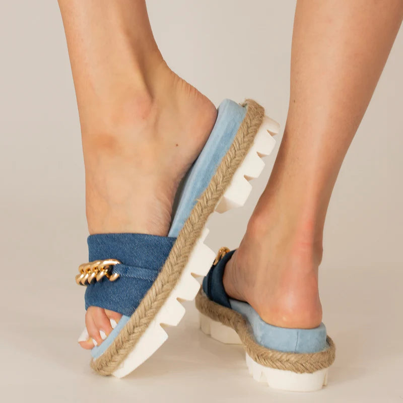 Cynthia Richard Bardot Denim Fabric Sandal