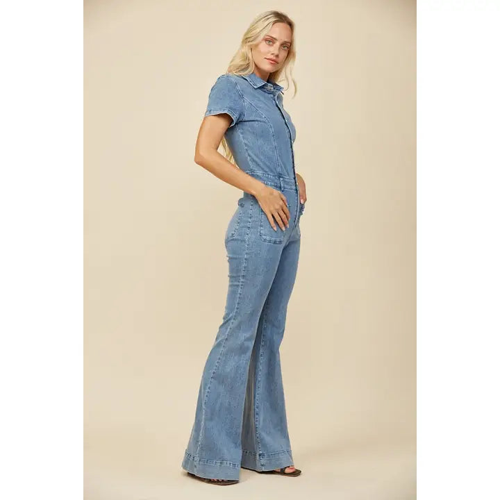 Bellbottom Denim Jumpsuit